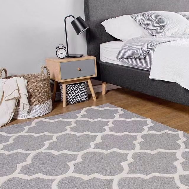 Wyld and Coco Grey and Beige Hand-Tufted Wool and Cotton Moroccan Geometric Rug, W: 80 cm, L: 150 cm – 1