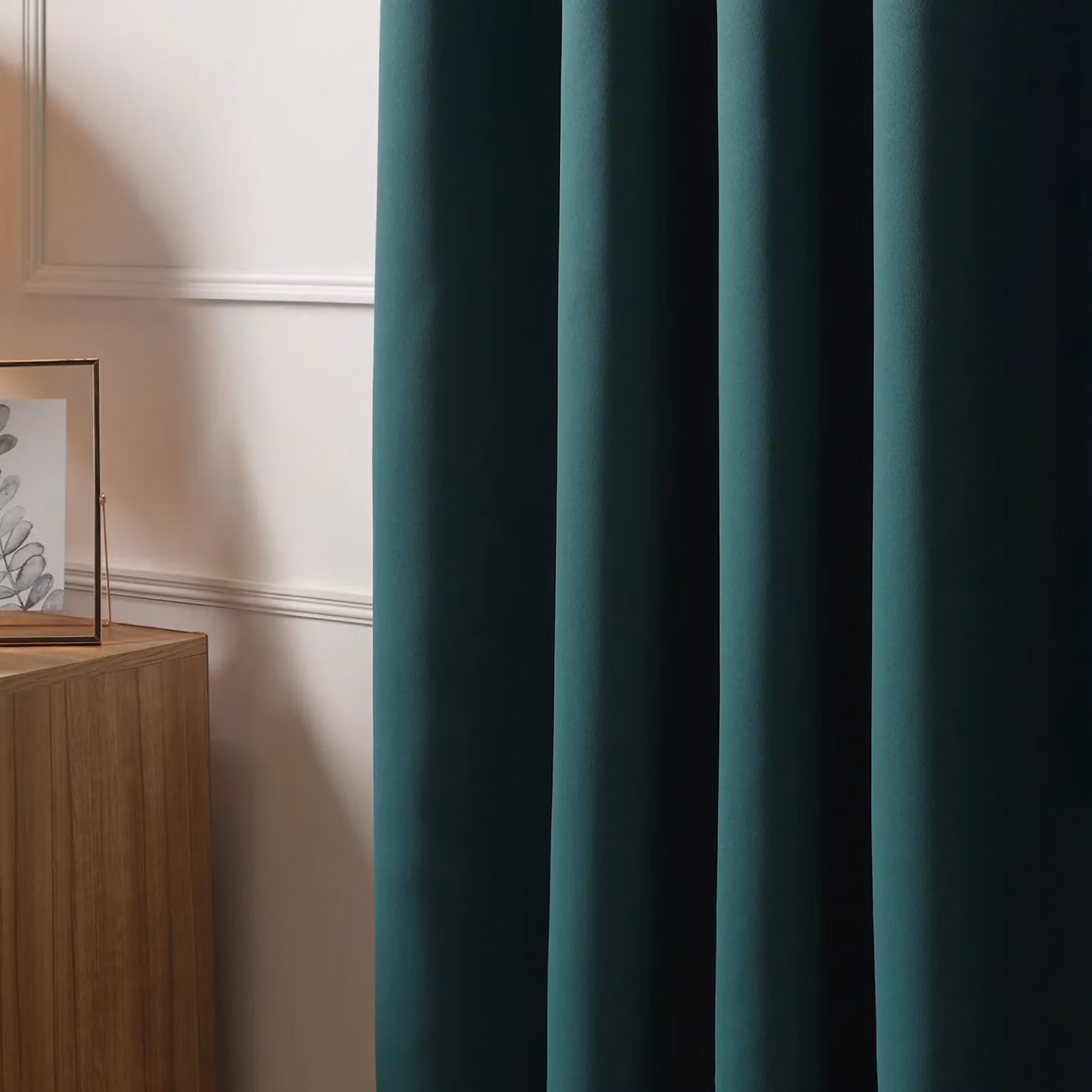 OHS Pair of Thermal Ready Made Eyelet Blackout Curtains in Green, Width: 228 cm, Drop: 228 cm – 3