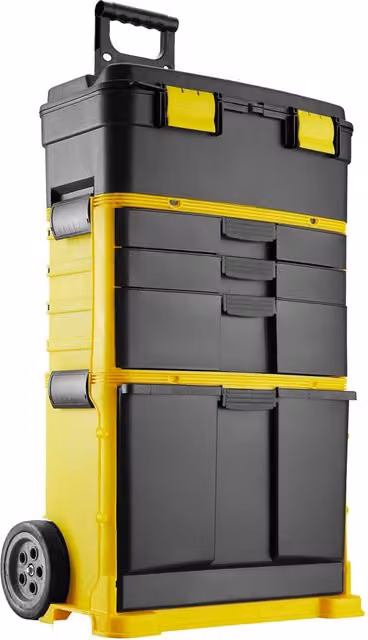 tectake Lockable and Rollable Tool Trolley in Black and Yellow