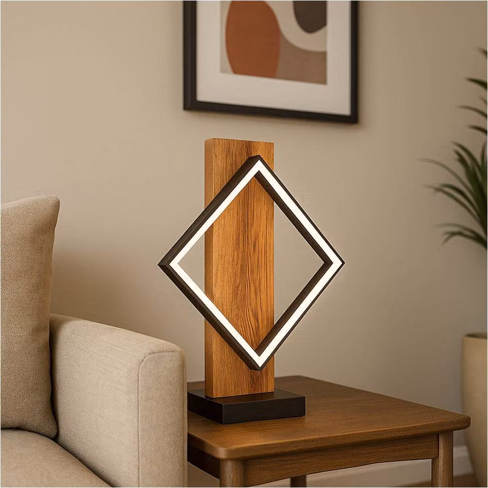 Loops Rustic LED Table Lamp in Black and Brown with Warm White Light – 2