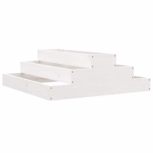 vidaXL White Solid Wood Pine Planter Tub W: 80 cm, D: 80 cm, H: 27 cm – 1