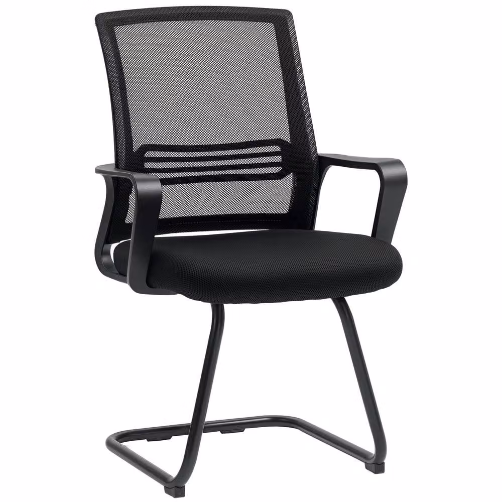 STILVORA Ergonomic Meeting Chair with Armrests and Cantilever Base in Black Fabric – 4