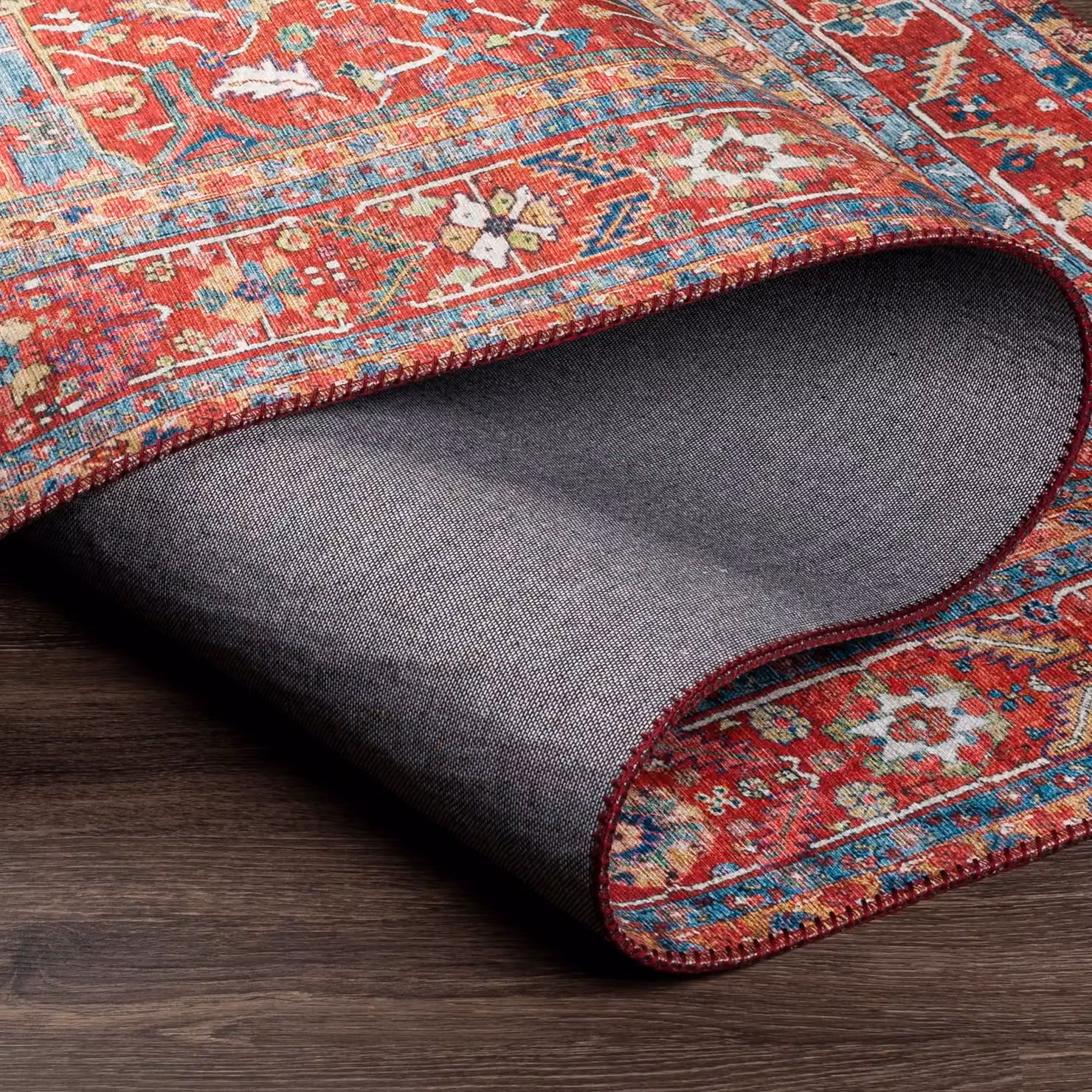 Livabliss Iris Vintage Boho Traditional Rug in Blue, Red and Beige, W: 150 cm, D: 230 cm – 3