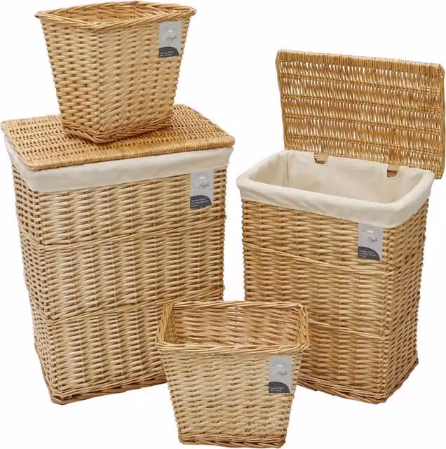 JVL Acacia Willow Storage Baskets in Brown and Beige, 78 l