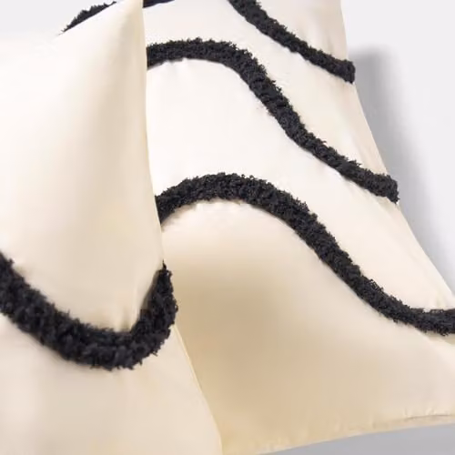 OHS Tufted Wave Cushion Covers in Monochrome Black and White – 6