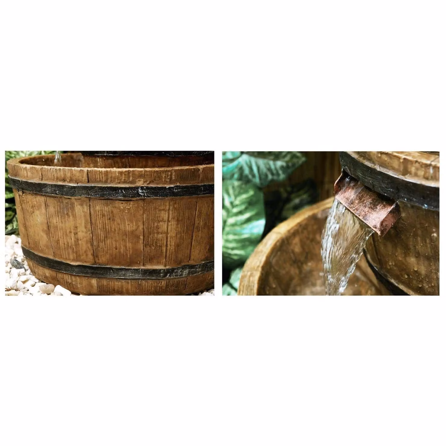 Primrose Brown 3-Tier Cascade Barrel Water Feature with Manual Hand Pump, Height: 92 cm – 8