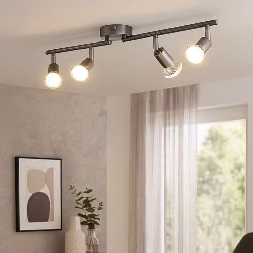 Netlighting Matrix Ceiling Spotlight Bar in Grey with 4x GU10 Warm White LED Bulbs – 2