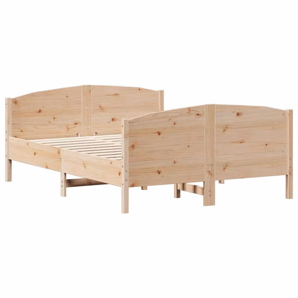 Berkfield Home Small Double Solid Wood Pine Bed Frame, Brown, W/D/H: 120 x 190 cm – 2