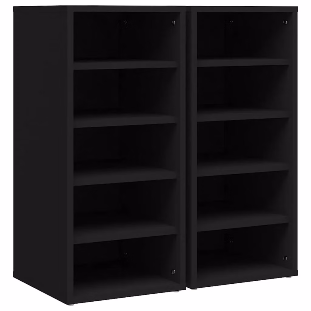 Berkfield Home Set of 2 Black Wall Mounted Shoe Cabinets with Glass Doors, W/D/H: 31.5 x 35 x 70 cm – 2
