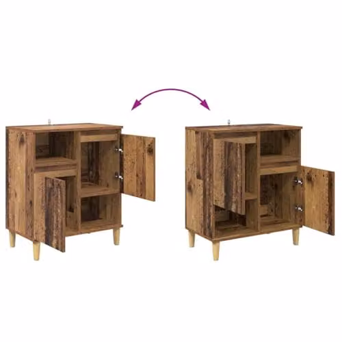 vidaXL Set of 2 Modern Sideboards in Brown Old Wood, W/D/H: 60 x 35 x 70 cm – 3