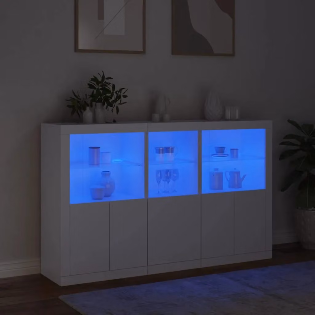 Berkfield Home Modern White Sideboard with Integrated LED Lighting, W/D/H: 162 x 37 x 100 cm – 2