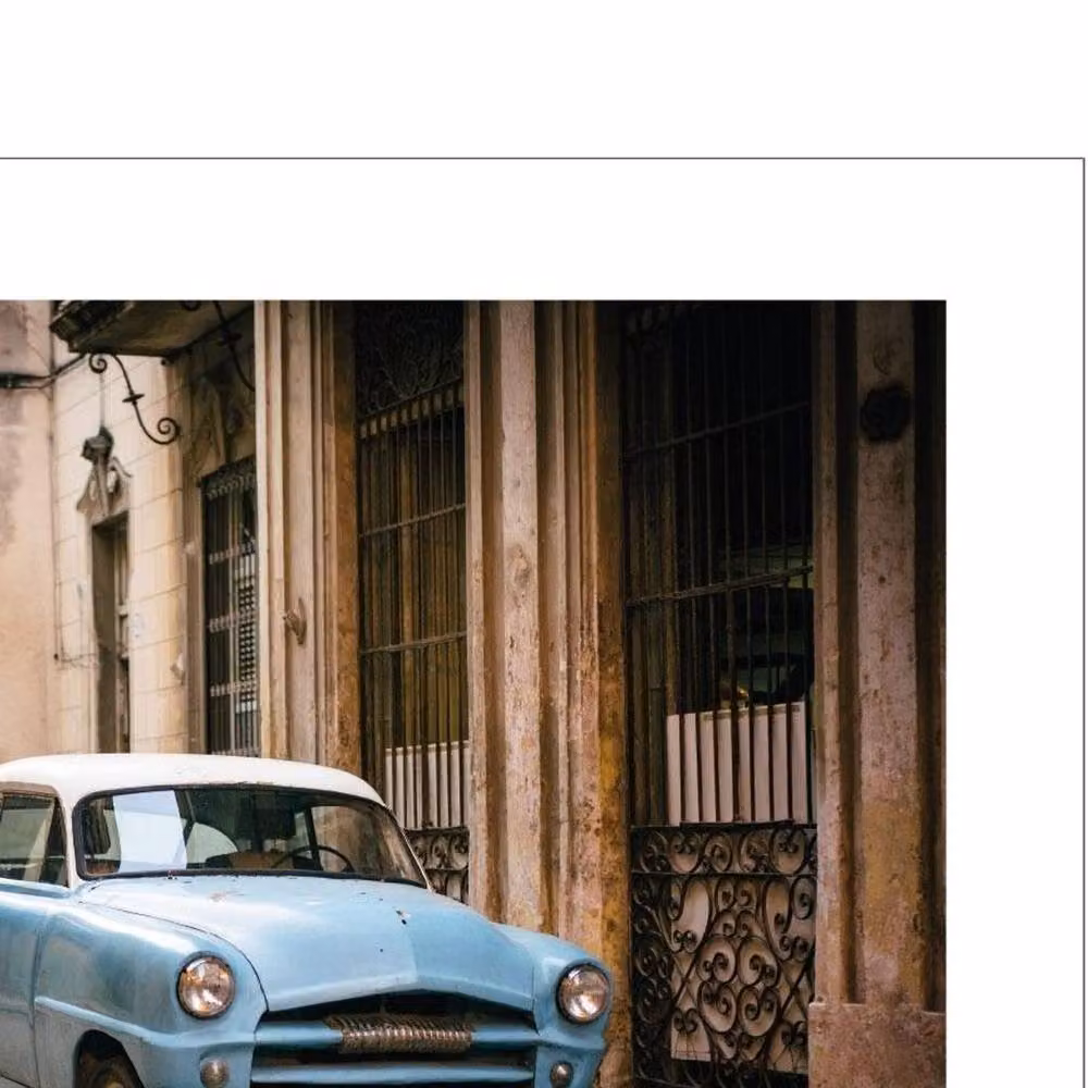 Howard Shooter Cuba Havana Classic Car Blue Print Paper Poster in Blue and Multicolour – 2