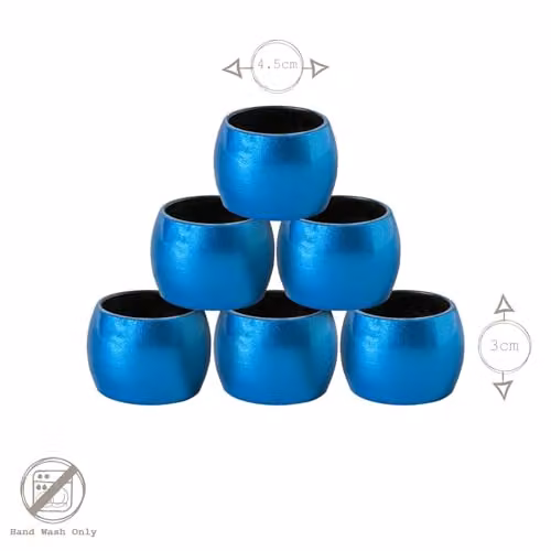 Argon Tableware Metallic Napkin Rings in Blue and Gold, Pack of 6 – 4