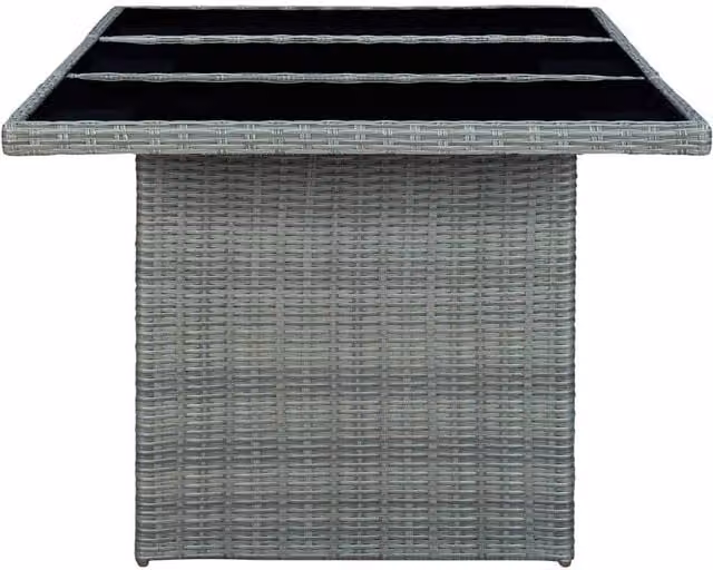 Berkfield Home Extendable Rectangular Garden Table in Light Grey Poly Rattan and Tempered Glass, W/D/H: 200 x 100 x 74 cm
