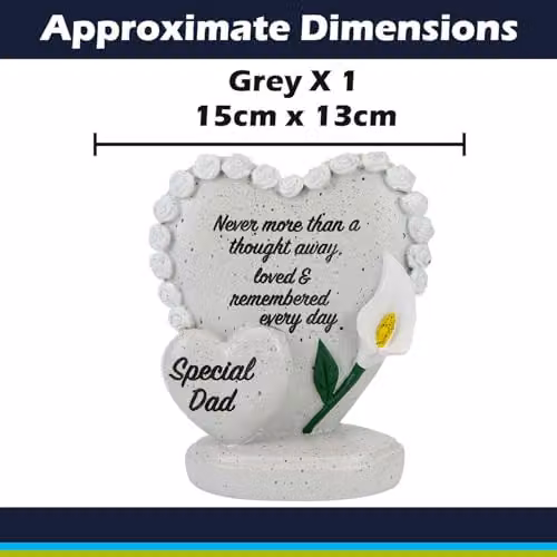 VFM e-Store Memorial Heart Flower Pot Ornament in Grey, W: 15 cm, D: 13 cm – 2