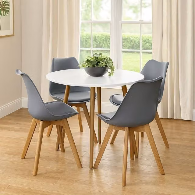 Kosy Koala Modern Round Dining Table and 4 Chairs Set in Multicolour