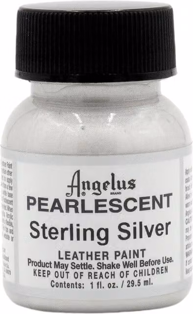 Angelus Sterling Silver Pearlescent Acrylic Leather Paint, 1oz