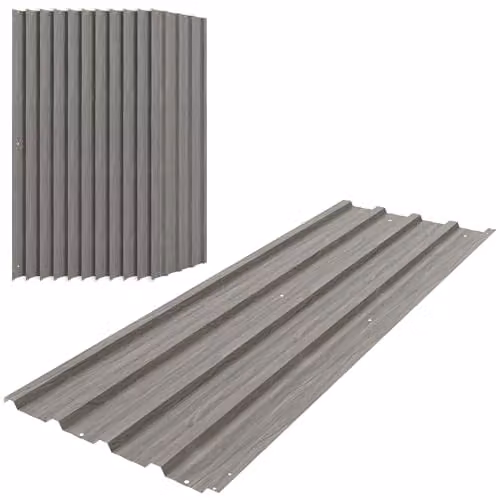 Outsunny Pack of 12 Grey Wood Effect Galvanised Steel Metal Roofing Sheets – 1