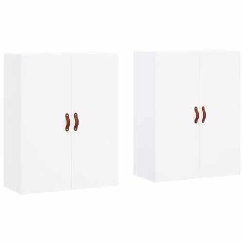 vidaXL Set of 2 White Wall Mounted Cabinets with Hinged Doors, W/D/H: 69.5 x 34 x 90 cm