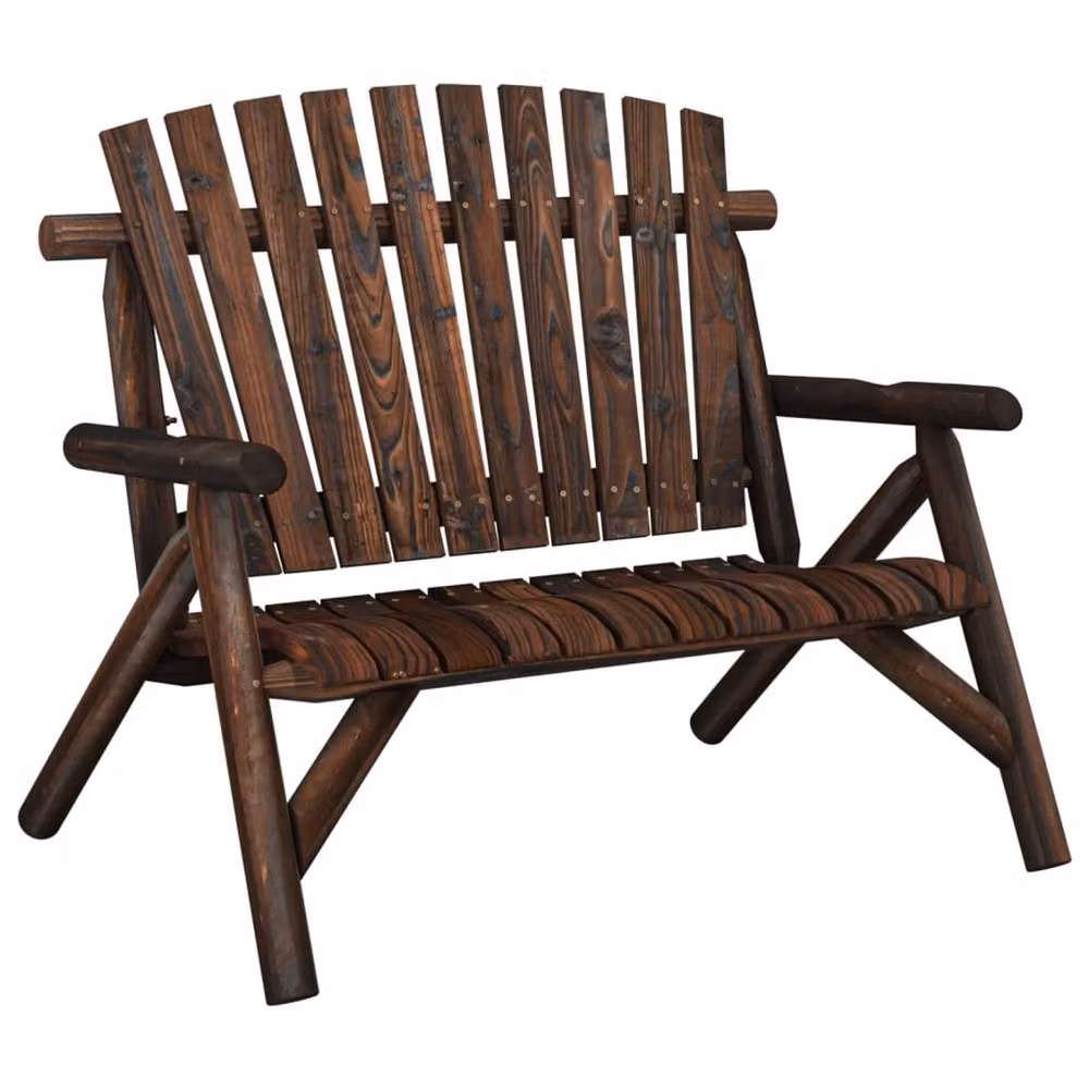 Berkfield Home Beautiful 2-Seater Garden Bench in Brown Solid Spruce Wood, W/D/H: 119 x 85 x 98 cm – 3