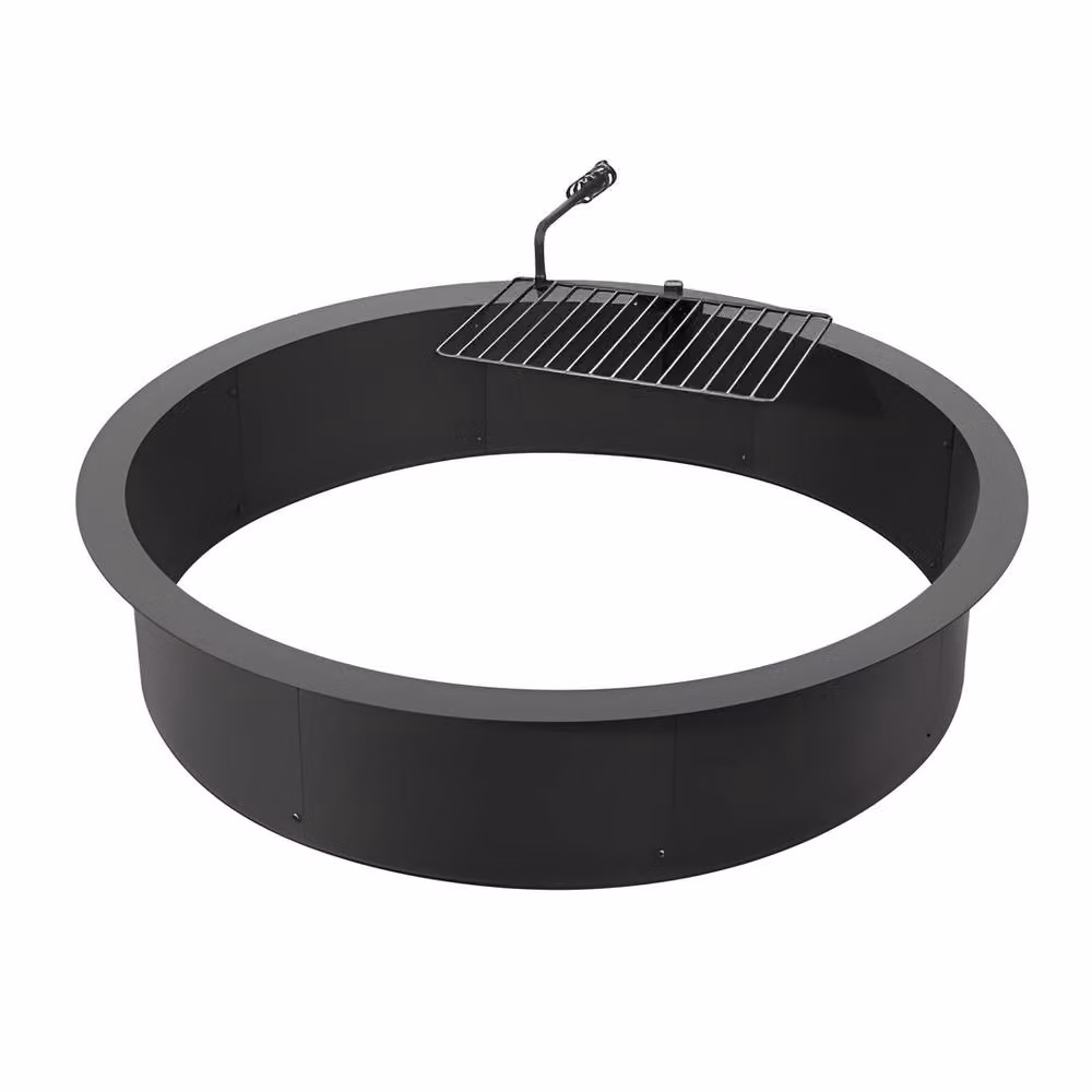VEVOR Carbon Steel Fire Pit Ring with High-Temperature Coating in Black – 6