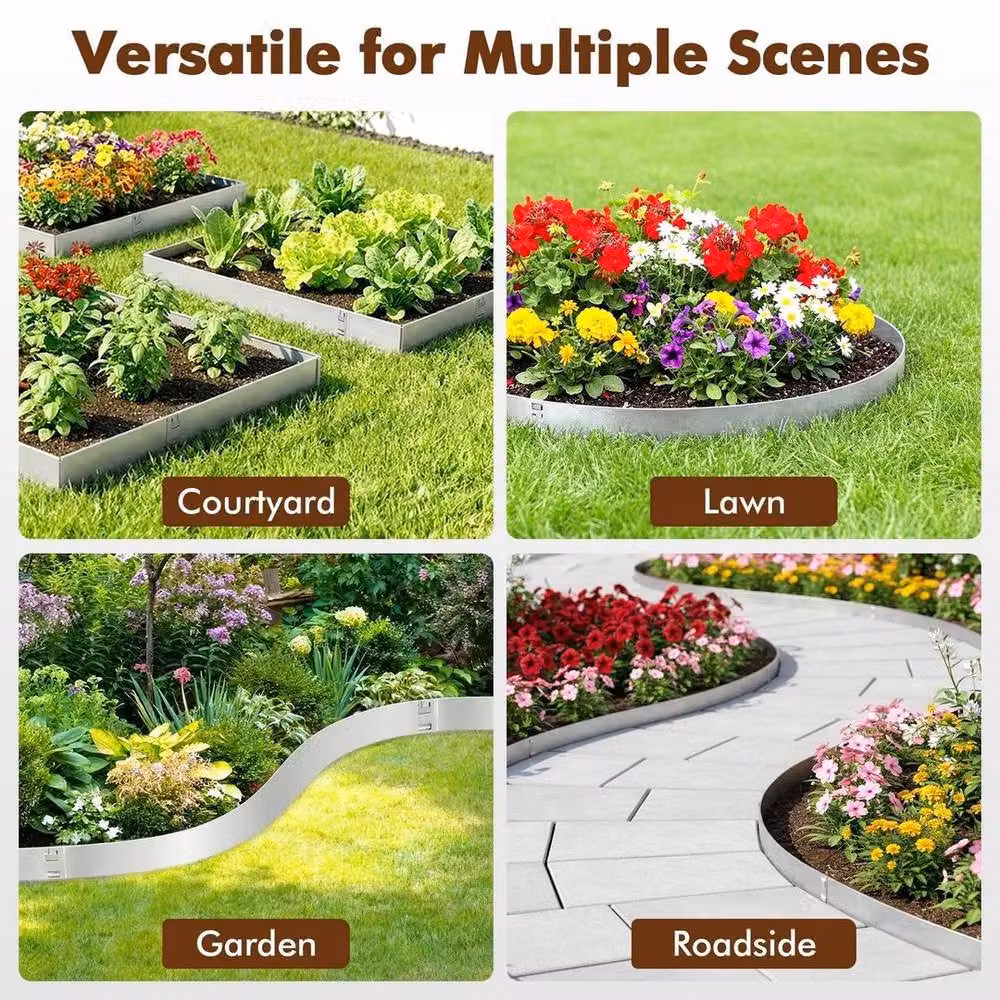 EONLION Metal Garden Edging Border in Silver – 5