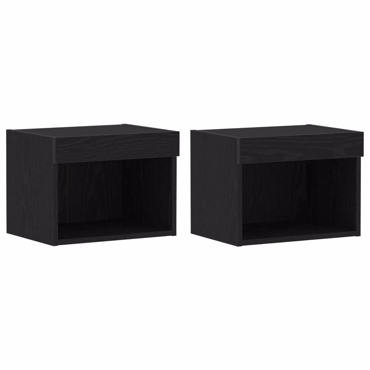 Berkfield Home Black Oak Wall Cabinets with LED Lights, 2 Pieces, W: 40 cm, D: 30 cm, H: 30 cm – 1
