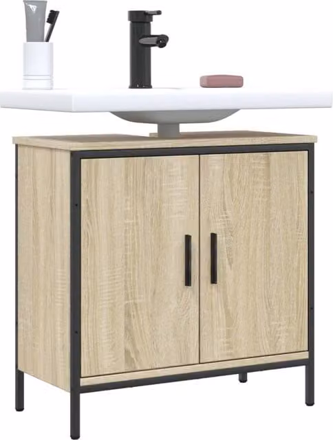 Berkfield Home Sonoma Oak Bathroom Sink Cabinet, Brown, W/D/H: 60 x 30 x 60 cm – 1
