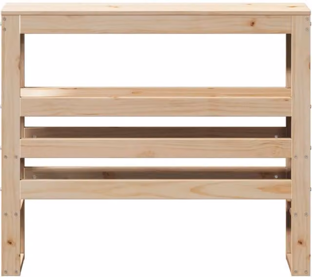 Berkfield Home Solid Wood Pine Headboard with Integrated Bedside Shelves, Beige, W: 90 cm, H: 96 cm, D: 19 cm