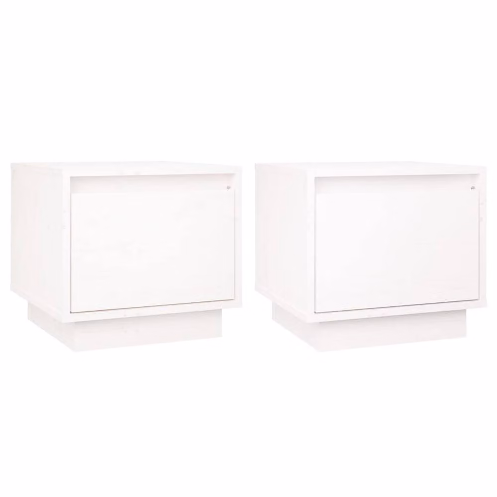 Berkfield Home Elegant Bedside Cabinets, 2 Piece Set, White Solid Pine Wood, W/D/H: 35 x 34 x 32 cm – 2