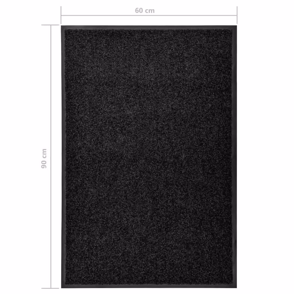 Berkfield Home Washable Non-Slip Black Doormat, W: 60 cm, D: 90 cm – 3