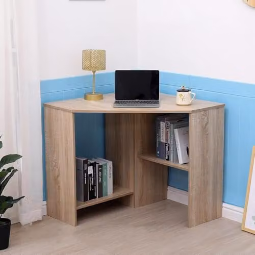 Home Source Modern Corner Computer Desk in Brown, W/D/H: 71.5 x 71.5 x 75.0 cm – 1
