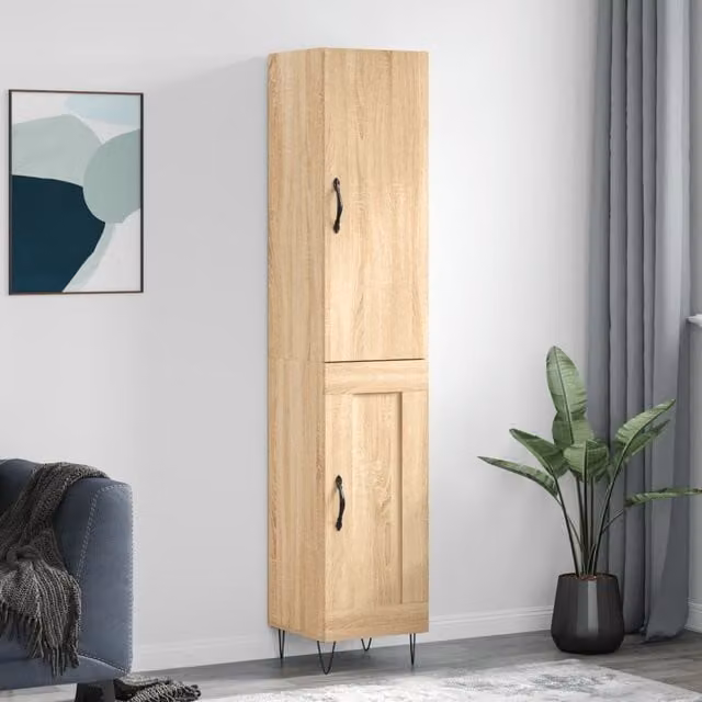Berkfield Home Sonoma Oak Highboard in Brown, W/D/H: 34.5 x 34.0 x 180.0 cm