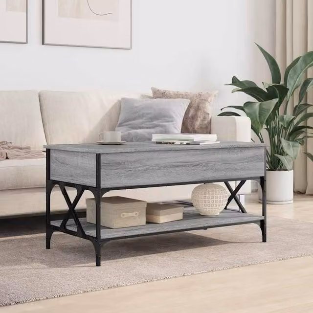 Berkfield Home Comfortable Coffee Table in Grey Sonoma, W/D/H: 100 x 50 x 50 cm – 1
