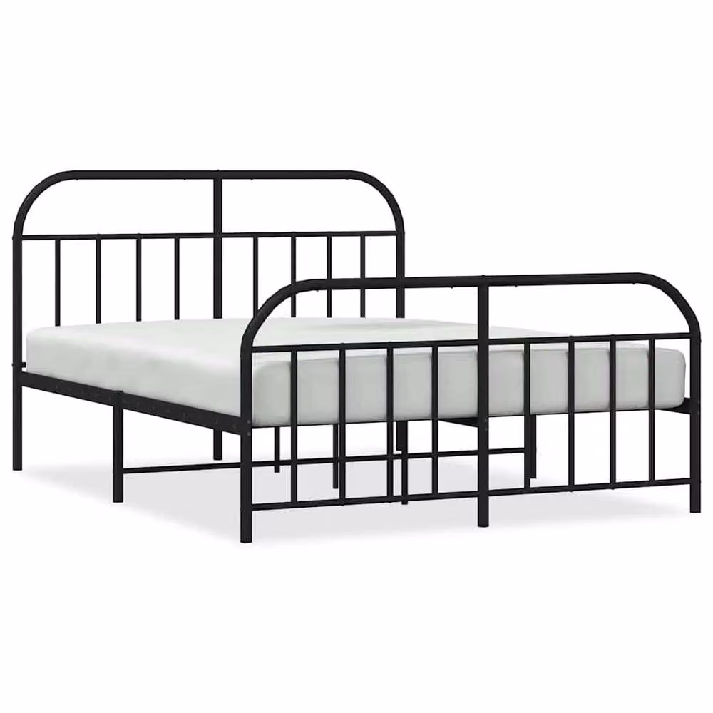 Berkfield Home Metal Bed Frame with Headboard and Footboard in Black, W/D/H: 140 x 200 cm – 3