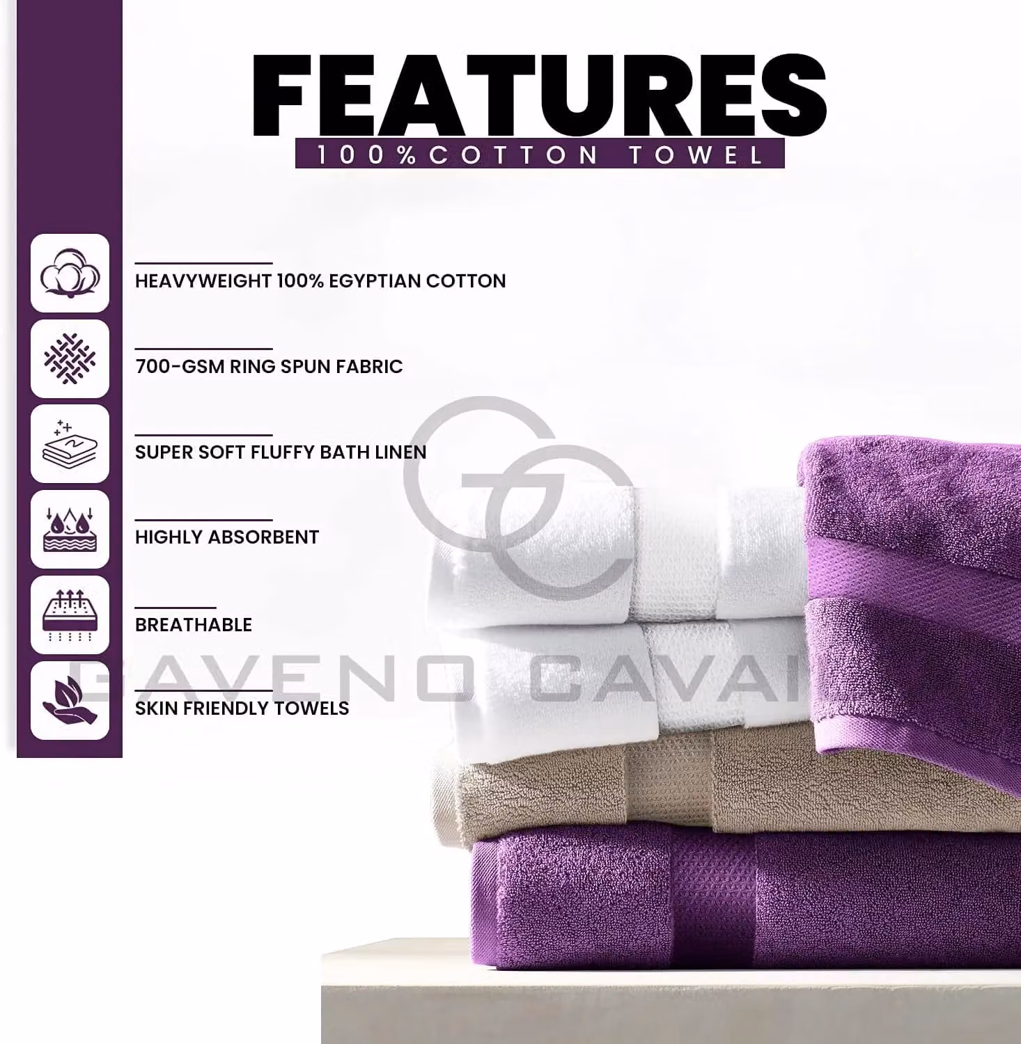 Gaveno Cavailia Miami Cotton Towel in Purple – 2
