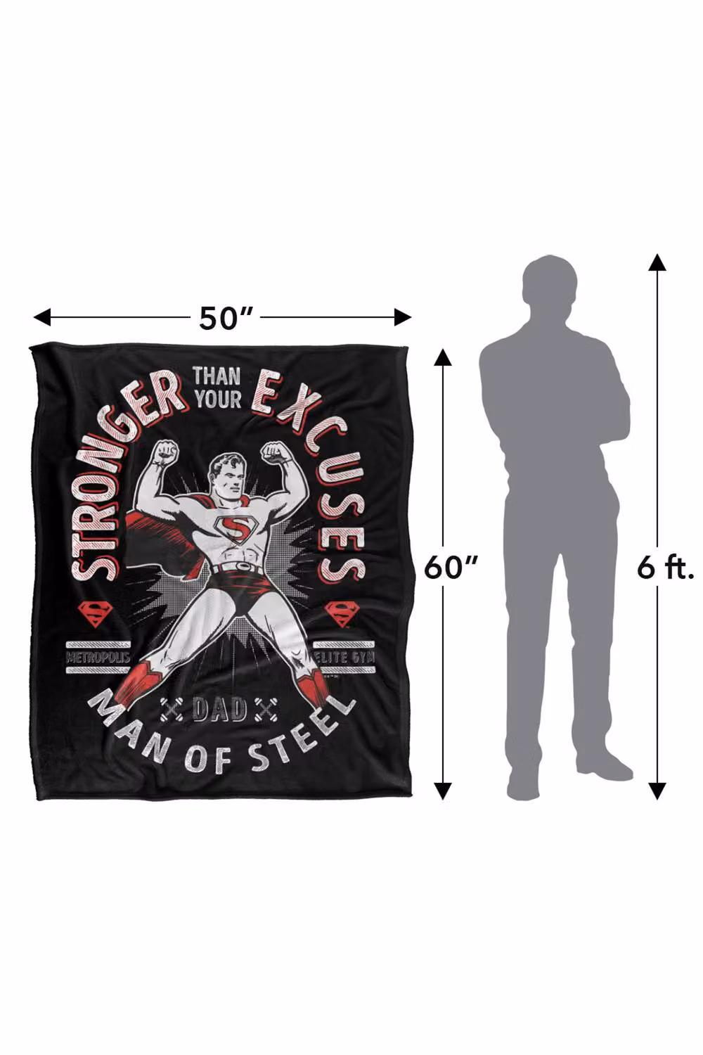 Warner Bros. Superman Justice League Stronger Than Excuses Super Soft Fleece Throw Blanket, Multicolour, W: 152.4 cm x D: 127.0 cm – 8