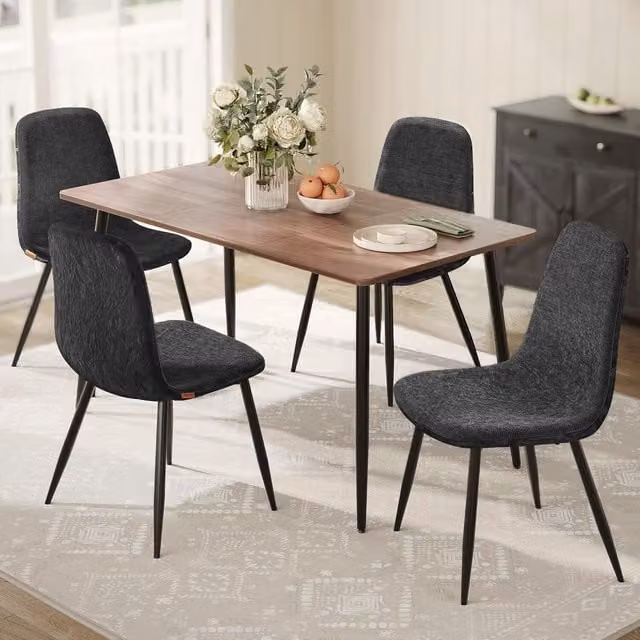 VASAGLE Set of 4 Modern Upholstered Velvet Dining Chairs in Grey