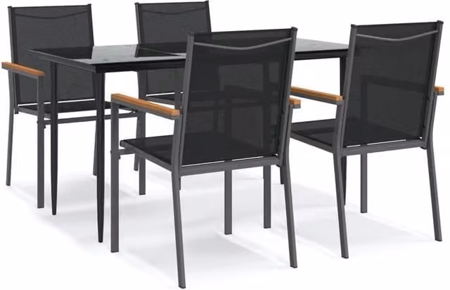 Berkfield Home 5 Piece Modern Garden Dining Set in Black Textilene and Steel – 1