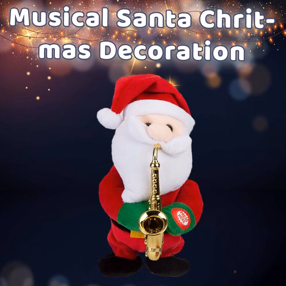VFM e-Store Musical Santa Christmas Decoration, Red, W: 20 cm, H: 14 cm – 3