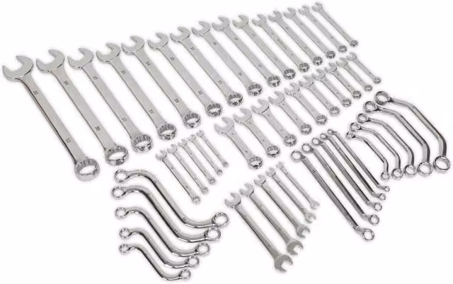 Loops 50pc Metric Multi-Purpose Spanner Set in Silver and Multicolour Chrome Vanadium and Stainless Steel – 1