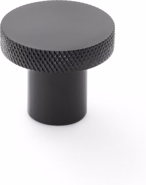 Handle & Home Matt Black Knurled Edge Circular Knob, Diameter: 32 mm