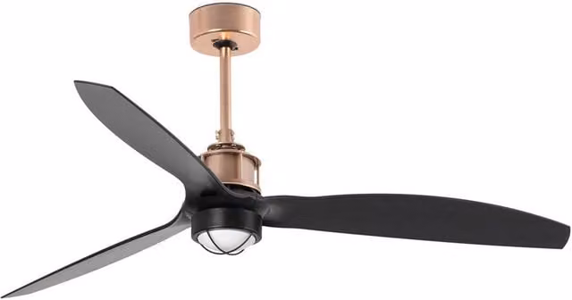 Faro Black Industrial Metal Ceiling Fan with LED Warm White Light and Remote Control