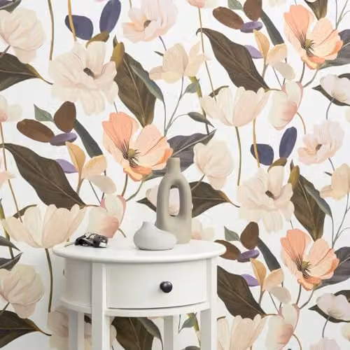 Erismann Fairy Blossom Textured Floral Vinyl Wallpaper in Cream and Pale Green – 3