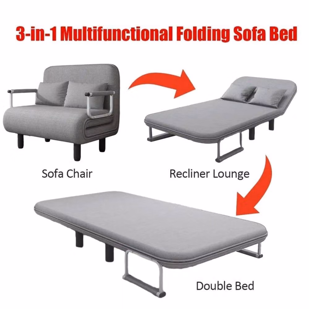 Nordara Grey Fabric Double Sofa Bed with Sleeping Function and Removable Covers, W/D/H: 100 x 190 cm – 3