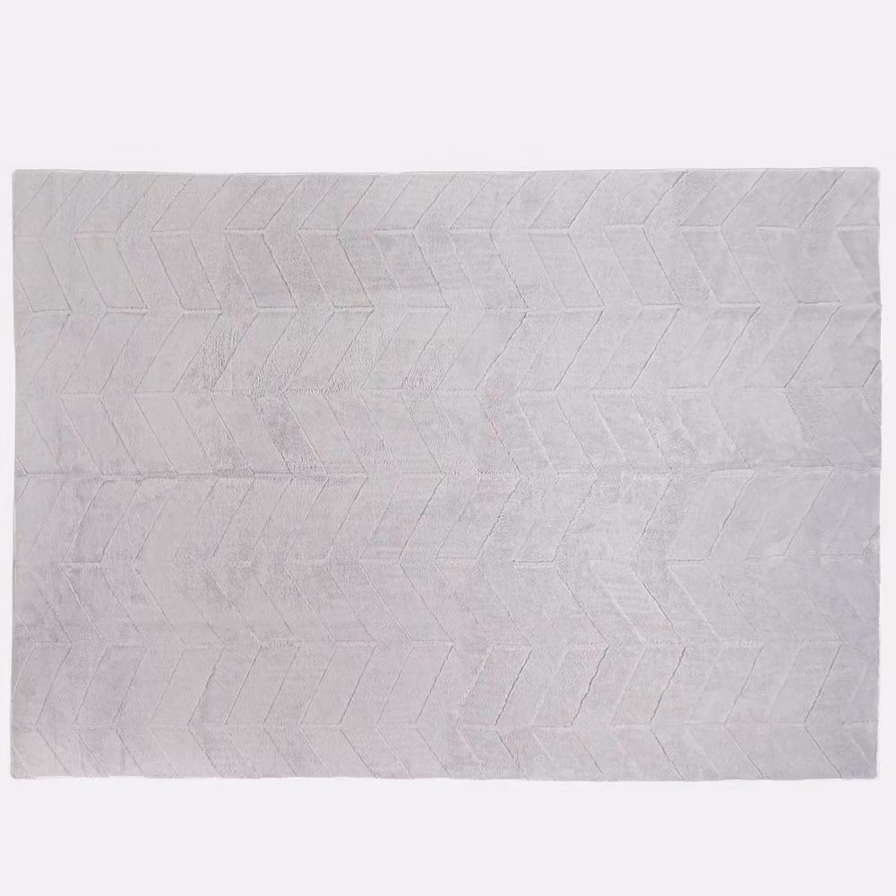 OHS Grey Chevron Carved Non-Slip Area Rug, W: 160 cm, D: 230 cm – 2