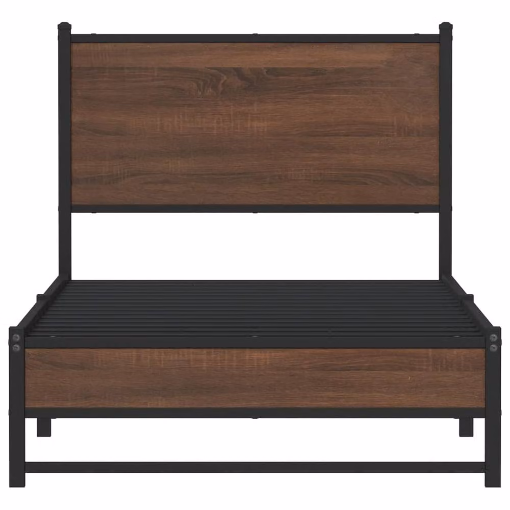Berkfield Home Metal Bed Frame in Brown Oak, W: 80 cm, L: 200 cm – 4