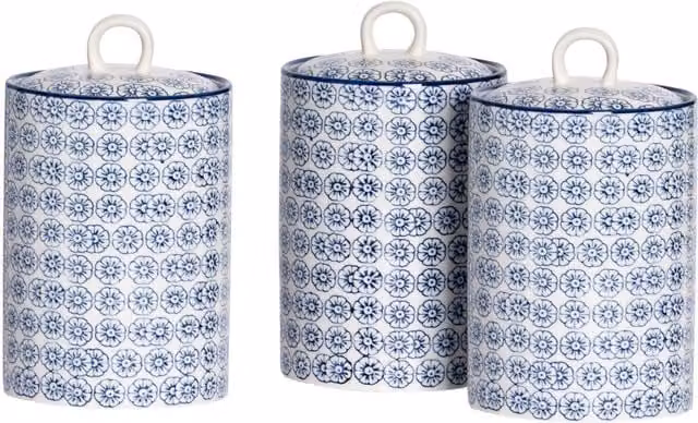 Nicola Spring 1 l Floral Ceramic Kitchen Canister in Blue