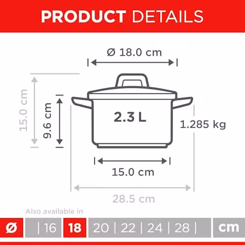 Kuhn Rikon Silver Stainless Steel Casserole Pot with Glass Lid, 2.3 l – 6
