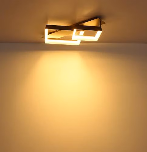 Globo Lighting Modern Square Ceiling Light in Brown with LED, W: 68.5 cm, D: 49.5 cm, H: 12 cm – 4